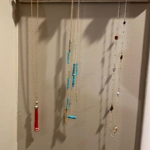 A variety of long Trendy necklaces